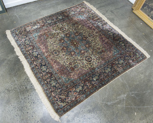 A Qum silk hand knotted rug, Persian, 20th century, 180 x 180cm