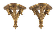 A pair of Italian carved gilt wood wall shelves, mid 19th century, 21cm high