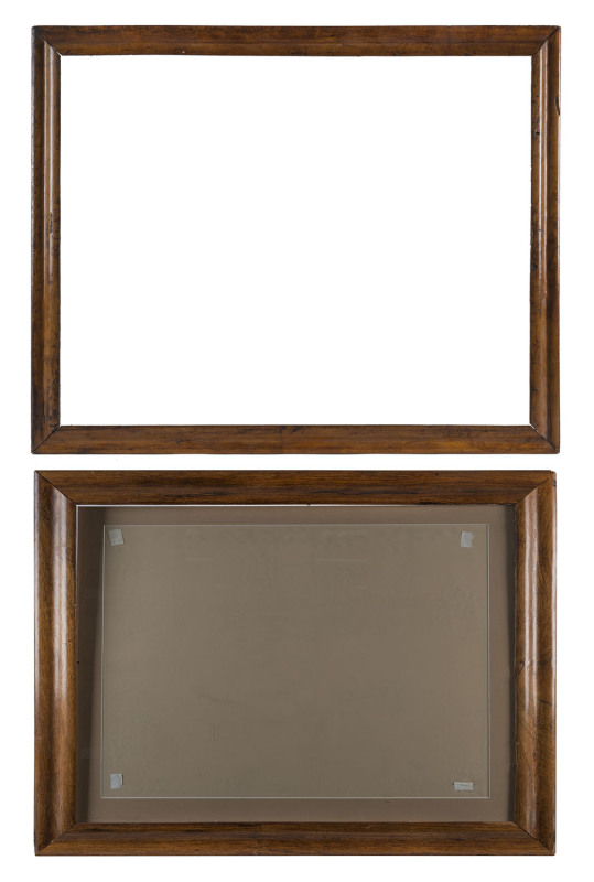 Two antique birdseye maple picture frames, 19th century, the larger 80 x 65cm