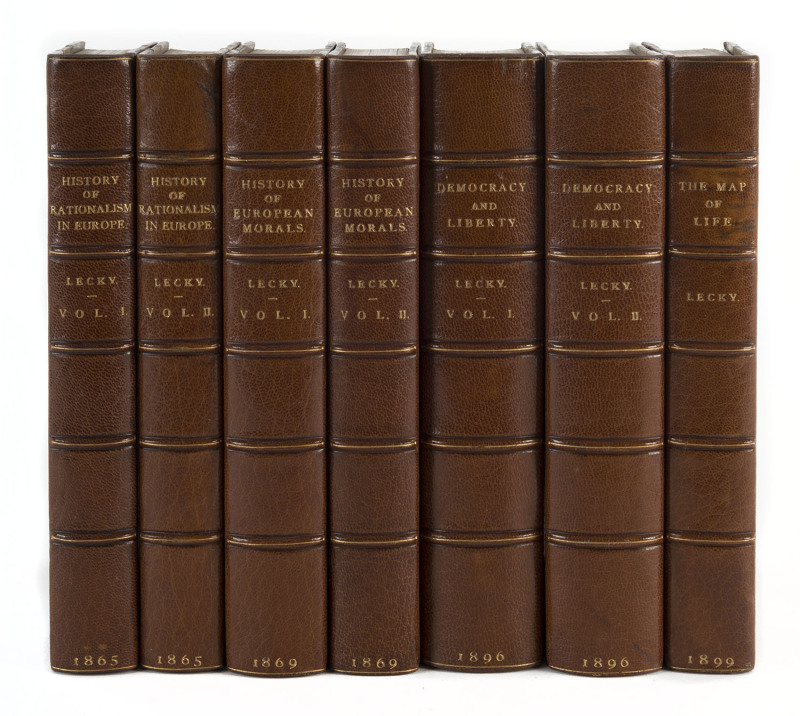 William Edward Hartpole LECKY [1838 - 1903] A History of England in the Eighteenth Century. 8 volume set. [Longmans, Green & Co., London, between 1879 and 1892] Attractive half-leather bindings with gilt titles to spines.