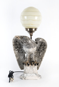 An Italian carved marble eagle lamp, late 19th century, 63cm high