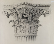 Artist Unknown Corinthian Capital charcoal sketch on paper,