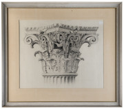 Artist Unknown Corinthian Capital charcoal sketch on paper, - 2