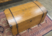 A domed lift top trunk, pine with iron fixtures, 19th century, 47cm high, 91cm wide, 45cm deep - 2