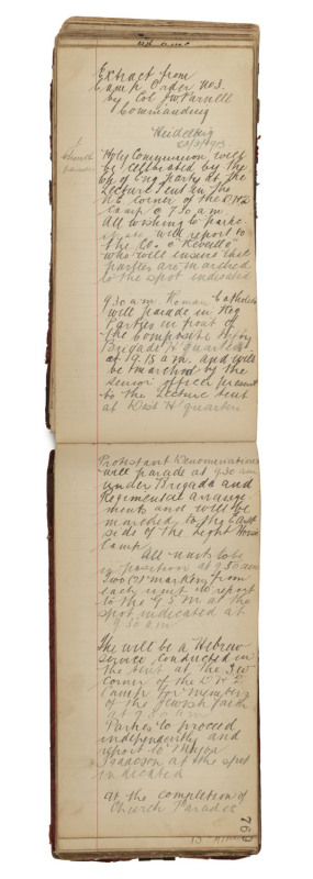 1909 - 1915 Fort Gellibrand Squadron Order book kept by the Officer-in-Charge, Garrison Ambulance, Australian Army Medical Corps / 13th A.M.C. Field Ambulance, with many pages of manuscript entries.