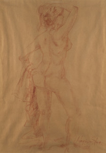 MAGGIE SLATER (active 1970s) Standing Nude pastel on paper, signed and dated "Maggie Slater '77" lower right,73 x 49cm