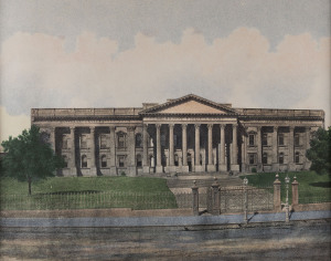 PUBLIC LIBRARY MELBOURNE colour photo-lithograph, c.1890 Phillip-Stephan Photo Litho & Typographic Process Co. Ld. 28.5 x 35.5cm (matted, 51.5 x 56cm overall).