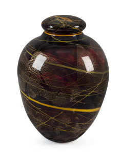 RICHARD MORRELL Australian art glass lidded vase, late 20th century, signed "Morrell", 31cm high