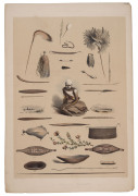 GEORGE FRENCH ANGAS [1822 – 1886], The Aboriginal Inhabitants, and Native Weapons and Implements. two lithographs, printed with tint stone and hand-colouring, from "South Australia Illustrated", 1847, each approx 44 x 33cm. - 3