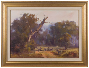 VICKI McKAY (Australian), Grazing, oil on board, signed lower left "Vicki McKay", ​34 x 49cm