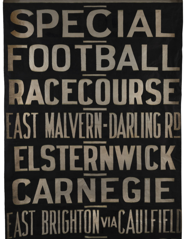 Melbourne Tramways destination roll, original Eastern & Northern Suburban lines, circa 1960s, with destinations/routes including Elsternwick, Carnegie, Glen Iris, Camberwell, Toorak-Glenferrie Rd, Flinders St, West Coburg - Bell St, St.Kilda Junction, St.