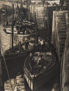 Cecil W BOSTOCK (Australian, 1884 - 1939) [Dockside, Penzance] c1919 Vintage silver gelatin photograph, laid down in acid free tissue 68 x 51cm