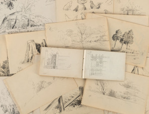 VICTOR ERNEST COBB (1876 - 1945), A collection of pencil sketches on paper, most initialled, dated and some with locations comprising mainly rural or architectural studies, 37 of various sizes on sheets up to 15 x 22 cm, 4 more in a small sketch book.