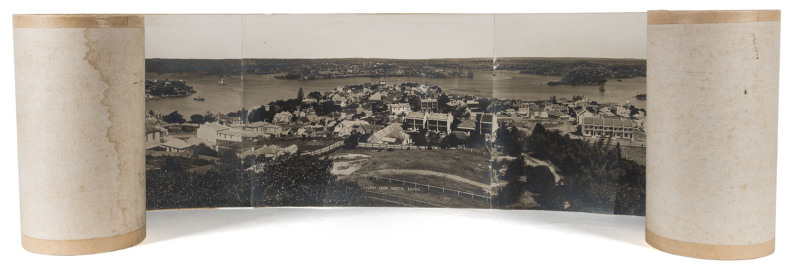 KERRY & Co. SYDNEY FROM NORTH SHORE, c1891 [Title from manuscript caption in the negative], c1890s Photographic panorama, comprised of six bromide panels, each 22 x 28cm, forming a continuous sequence, 220 x 168cm on original linen backing. The panorama