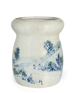 MERRIC BOYD pottery vase with finely painted mountain landscape scene, incised "Merric Boyd 1936", 15.5cm high
