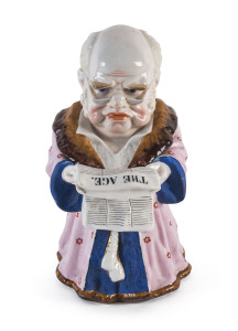 "The Age" promotional porcelain tobacco jar, 19th century, 25cm high