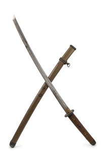 A WW2 period Japanese NCO sword with metal scabbard, ​99cm long