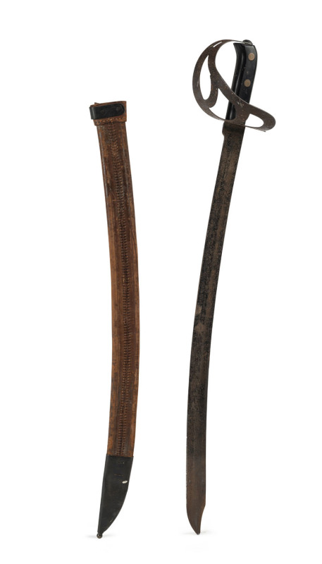 A cavalry sword in leather scabbard, early 20th century, ​81cm long