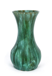 JOHN CAMPBELL Tasmanian pottery green glazed vase, incised "John Campbell, 1934", 34cm high