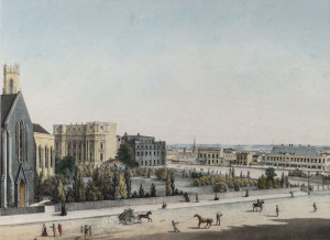 [After HENRY GRITTEN], View on Eastern Hill [From Half Way House, Albert St.] coloured lithograph (from Charles Troedel's “The Melbourne Album” pub. Melbourne 1863/64), 27 x 36cm.