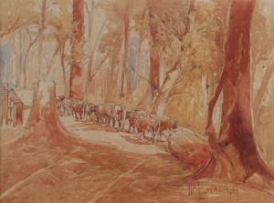 HAL WAUGH (1860-1941), The Bullock team, watercolour, signed lower right "Hal Waugh", 25 x 33cm