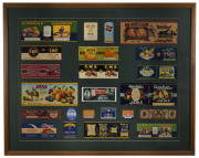 Two Australian fruit label displays, attractively mounted and framed, 108 x 135cm each