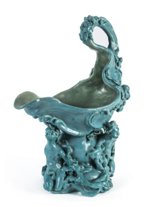 Australian pottery figural ewer with turquoise glaze, circa 1970s, 38cm high