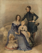 WILLIAM BROCAS (Irish, 1794 - 1868), Officer and Family watercolour, signed and dated lower left "W. Brocas, 1844", 54 x 44cm