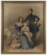 WILLIAM BROCAS (Irish, 1794 - 1868), Officer and Family watercolour, signed and dated lower left "W. Brocas, 1844", 54 x 44cm - 2