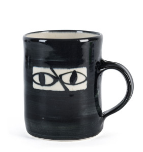 SIDNEY NOLAN "Ned Kelly" pottery mug, signed "Nolan at Heide 1946-47, Dobell 1997, 5/50", 10.5cm high