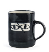 SIDNEY NOLAN "Ned Kelly" pottery mug, signed "Nolan at Heide 1946-47, Dobell 1997, 5/50", ​10.5cm high