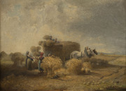 European School (Wheat Harvesting Scene) oil on board, signed indistinctly and dated "1869" lower right,