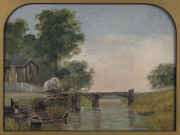 AUSTRALIAN SCHOOL (A river crossing) oil on board, c1870s 20 x 26cm (in a contemporary frame by J. Eaton & Son, Toorak) - 2