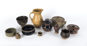 Eleven pieces of Australian studio pottery, 20th century, the tallest 19cm high
