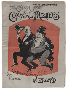 COLONIAL PREMIERS: "Special Issue Of The Punch, The Careers Of The Colonial Premiers, On The Imperial Wallaby In England", sixpence edition dated Tuesday, July 27th, circa 1901; together with 9 Picturesque Atlas of Australasia subscription journals (10 it