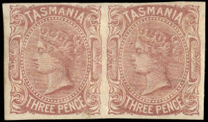 1871-78 (SG.146b) 3d Pale Red-Brown Sideface TAS wmk. IMPERFORATE PAIR in fresh mint condition. Cat &pound;500. (2).