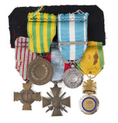 French five medal group: Medaille militaire croix de Guerre (foreign theatre), Combatant's Cross, Overseas service medal with Extreme honour bar, plus Indo-China medal - 2