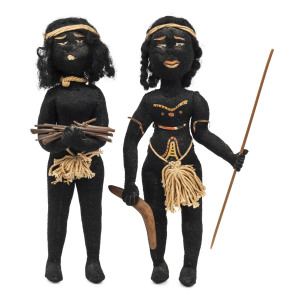 Two handmade Australian Aboriginal dolls, circa 1930s, 39cm high