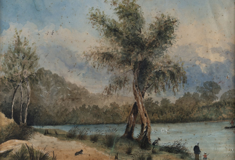 ARTIST UNKNOWN (Australian School), River scene, circa 1870s, watercolour, 30 x 43cm