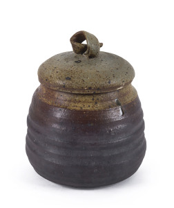 MILTON MOON Australian studio pottery lidded jar, incised "Milton Moon", 21cm high