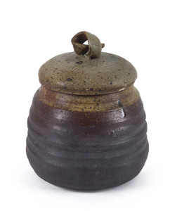 MILTON MOON Australian studio pottery lidded jar, incised "Milton Moon", ​21cm high