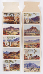 ALBERT NAMATJIRA: Two sets of six colour postcards of the artist's Hermannsburg landscapes, 2nd and 3rd series in original covers, circa 1950s, ​11 x 16cm