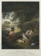 GEORGE MORLAND (After), Shepherds Reposing. hand-coloured engraving by W. Bond after G. Moreland, signed lower right, titled lower centre, published By H. Macklin, Fleet Street, 1803. 46.5 x 36cm.