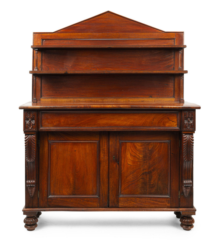 An early Colonial chiffonier, Australian cedar, Tasmanian origin, circa 1835, cedar secondary timbers with Baltic pine backing boards, 172cm high, 131cm wide, 49cm deep