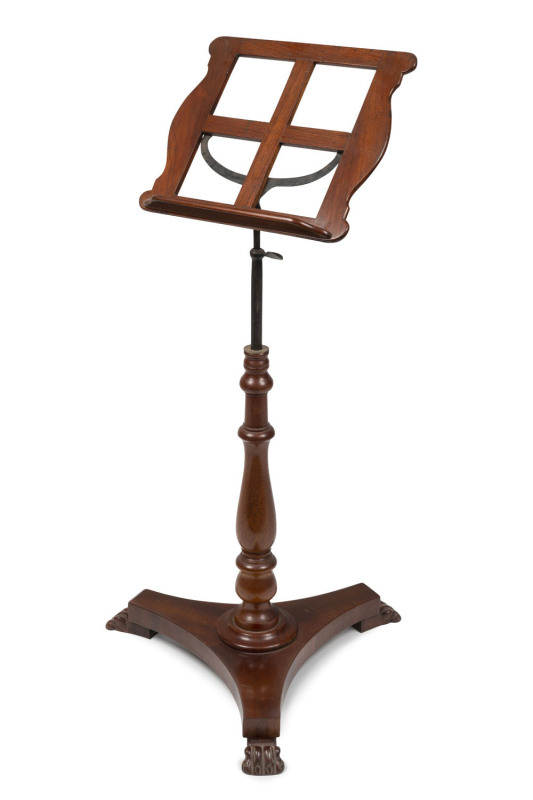 An early Colonial Australian music stand, red cedar, iron and brass, New South Wales origin, circa 1835, 98cm high