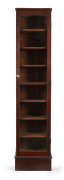 An Australian stained pine book case of tall narrow form, late 19th century, 209cm high, 48cm wide, 35cm deep