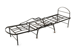 A convict folding iron bed, Tasmanian origin, 19th century, 190cm long