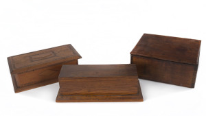 Three Australian timber boxes, casuarina, kauri pine and silky oak, early 20th century, the largest 29cm across