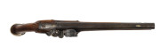 CAPTAIN COOK'S PISTOL An early 18th Century Continental Flintlock holster pistol, the lock signed "Corbau-A-Maastricht" with plain 13-bore barrel, brass fore-sight, spurred brass pommel (with minor damage to spur tips), brass trigger guard, replacement ra - 5