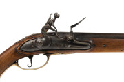 CAPTAIN COOK'S PISTOL An early 18th Century Continental Flintlock holster pistol, the lock signed "Corbau-A-Maastricht" with plain 13-bore barrel, brass fore-sight, spurred brass pommel (with minor damage to spur tips), brass trigger guard, replacement ra - 6